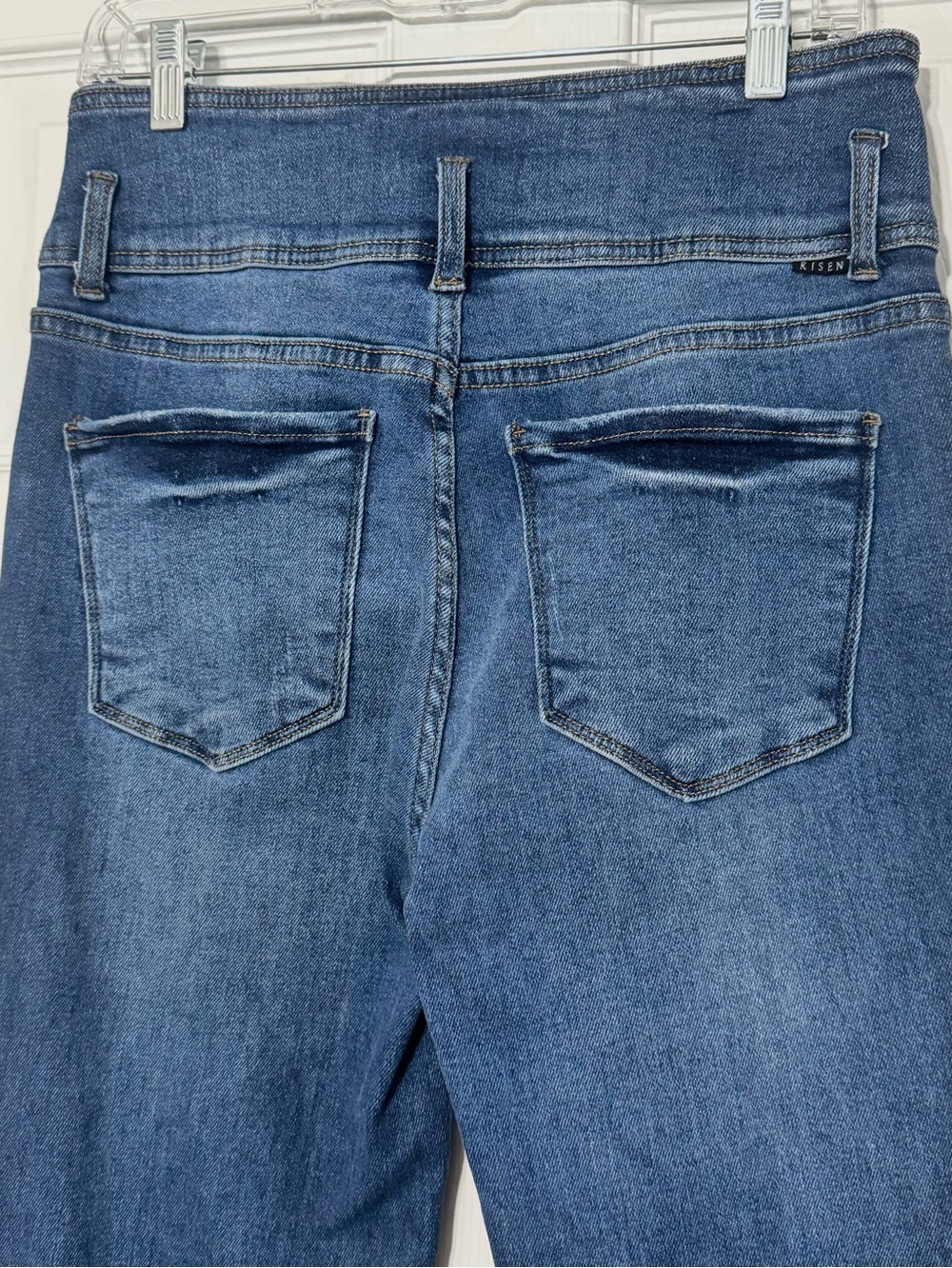 Risen Triple Button High Rise Straight Jeans Distressed RDP5195 - Picture 7 of 10